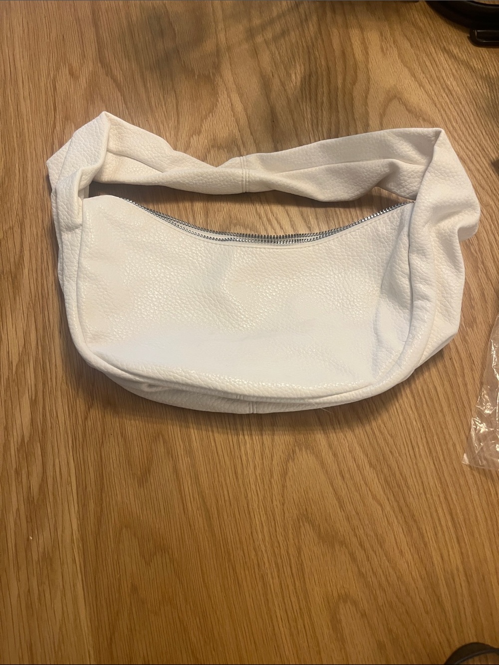 H&M White Pebbled Twist-Handle Hobo Bag